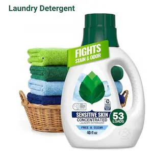 Concentrated Laundry Detergent Liquid Free & Clear Fragrance Free 40oz – Hypoallergenic Sensitive Skin Formula, Deep Clean HE Washer Safe, Baby Safe, Dye Free