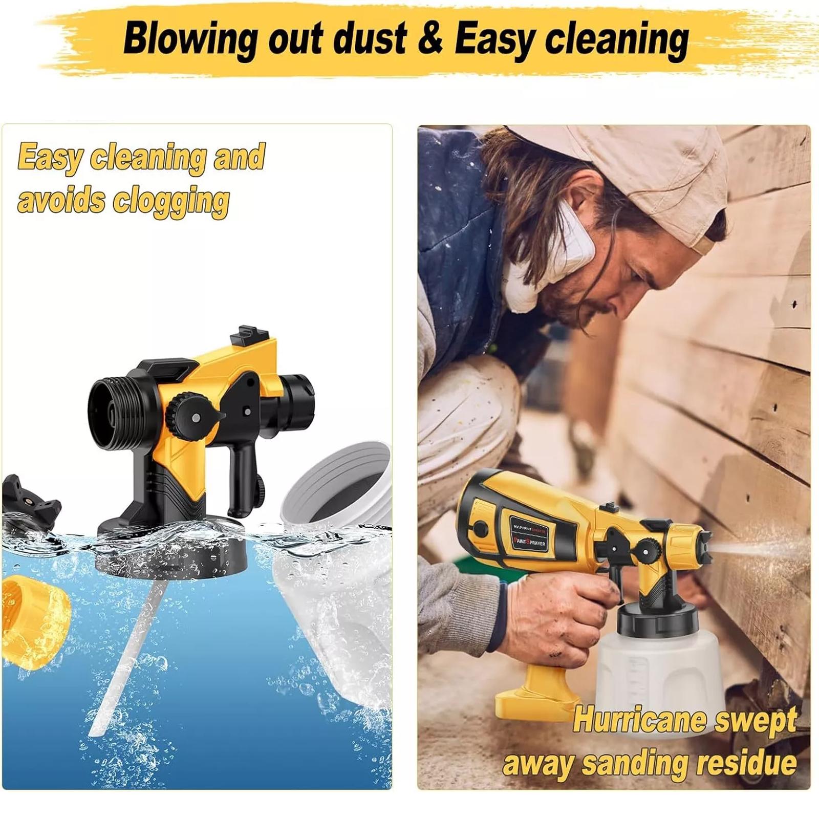 Corded & Cordless Paint Sprayer,  High Power 1400ml HVLP Spray Gun, Portable Cordless Easy to Clean, 3 Spray Modes for DIY Home Renovation