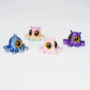 3D Printed Cute Eared Octopus Magnetic Ornament Creative Cartoon Fridge Decor Mini Animal Figurine