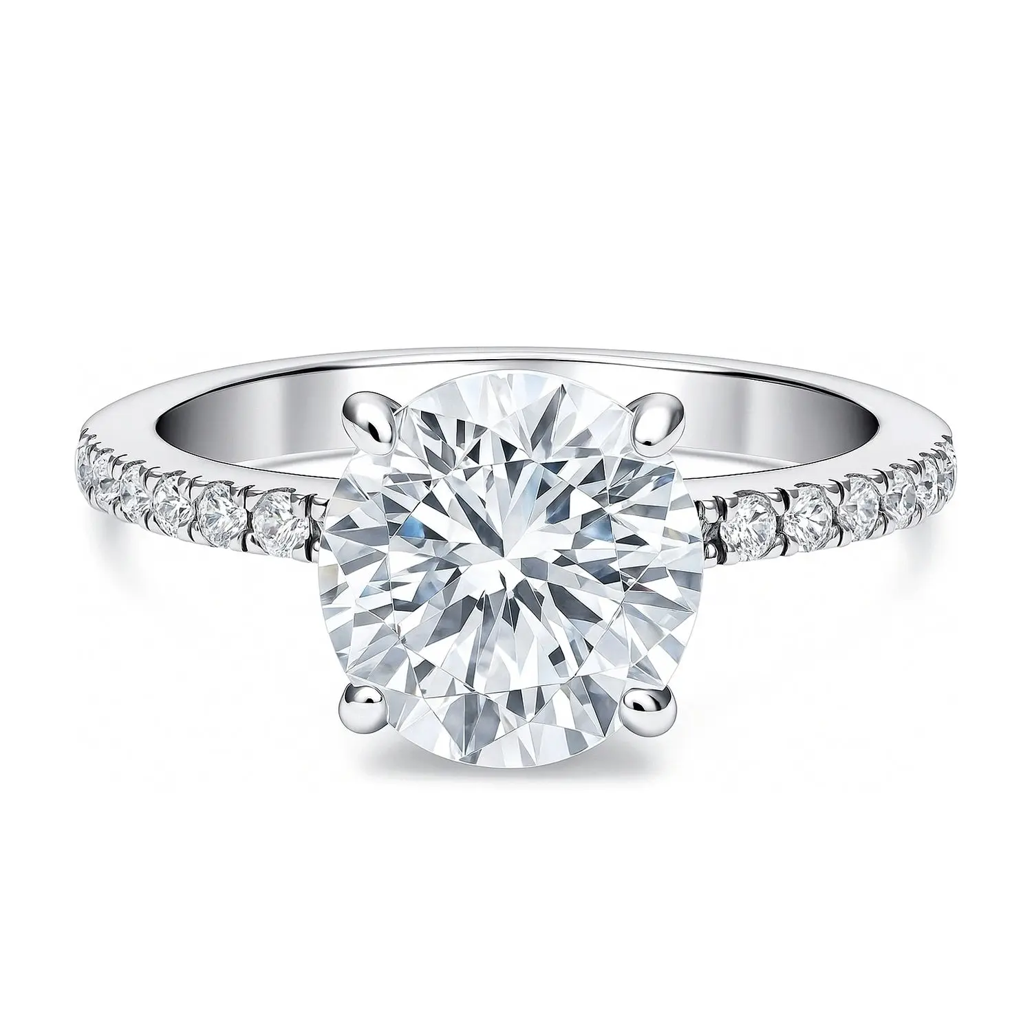 BERRICLE Sterling Silver Solitaire Hidden Halo Wedding Engagement Promise Rings for Her, 2.7 Carat Round Cut Cubic Zirconia CZ Ring