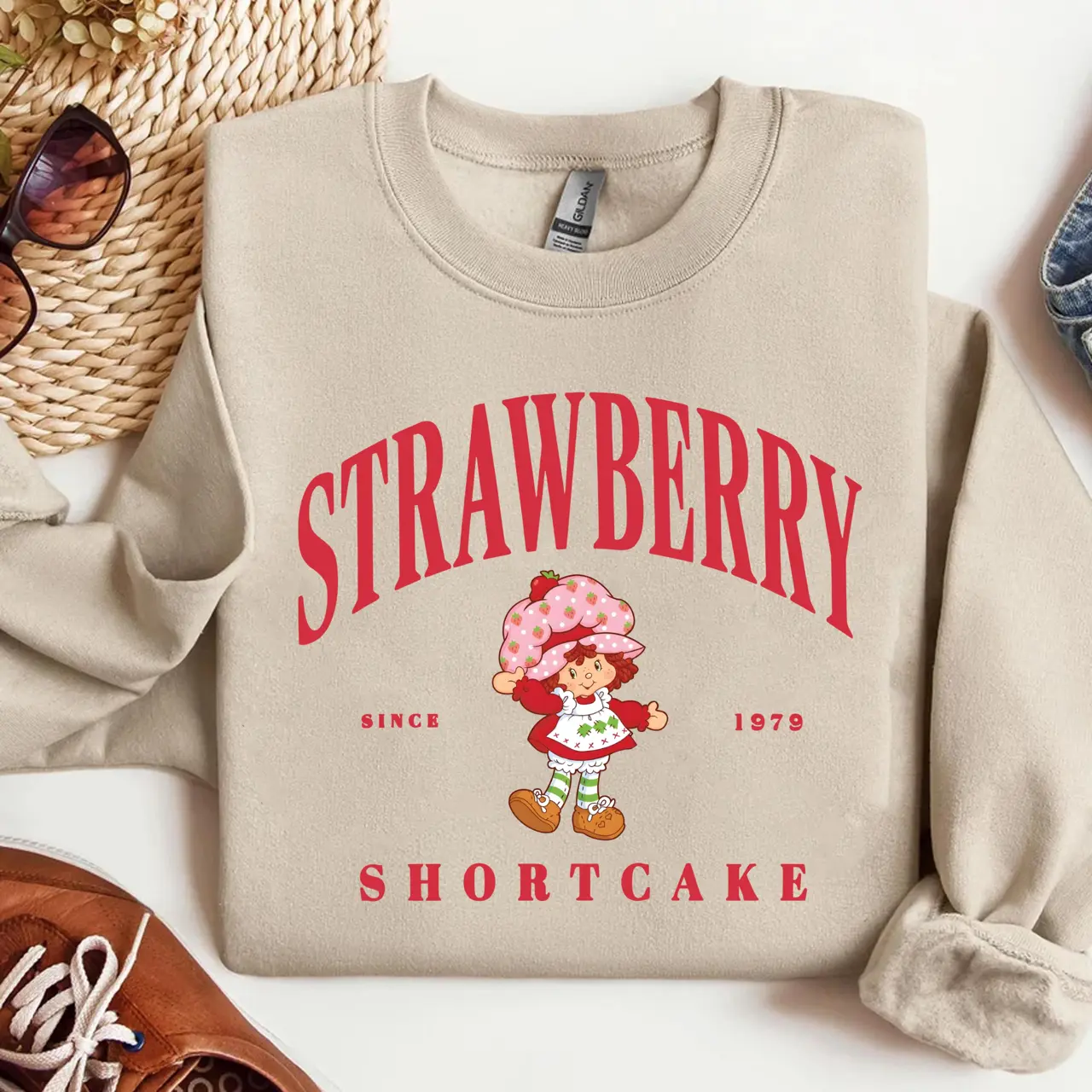 Strawberry Shortcake Since 1979 Sweatshirt Hoodie & T-shirt, Retro Strawberry Girl Graphic Crewneck, Cute Vintage Inspired Shirt, Sweet Nostalgic Gift for Fans