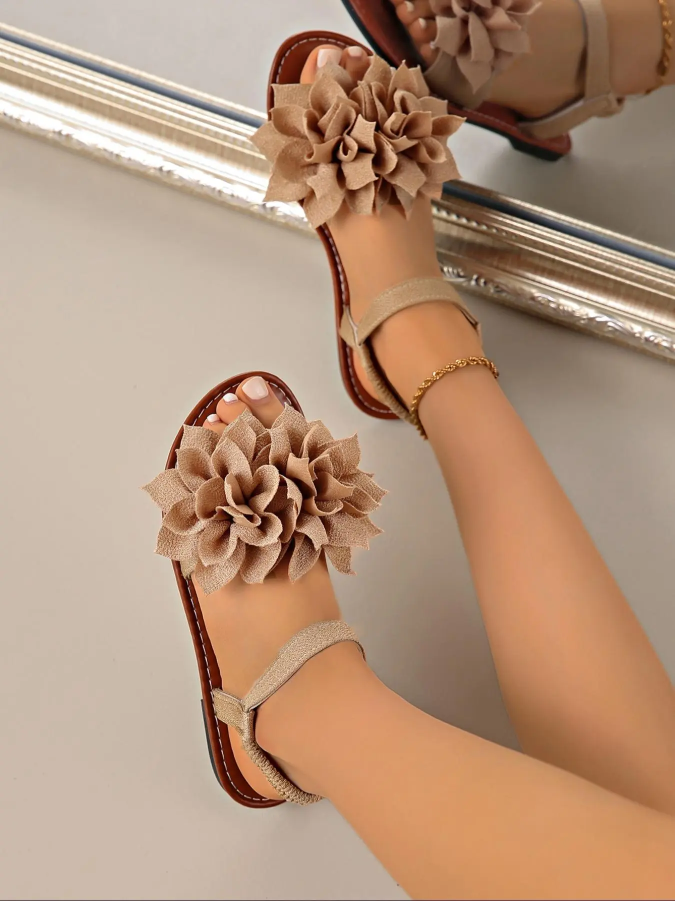 Women's Fashionable Bowknot Design Flat Sandals, Casual Comfortable Slingback Sandals for Beach, Fashionable Shoes for Daily Wear, Girl, Bow Decor Sandals, Flat Summer Sandals, Casual Summer Footwear