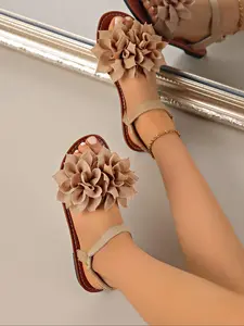 Women's Fashionable Bowknot Design Flat Sandals, Casual Comfortable Slingback Sandals for Beach, Fashionable Shoes for Daily Wear, Girl, Bow Decor Sandals, Flat Summer Sandals, Casual Summer Footwear