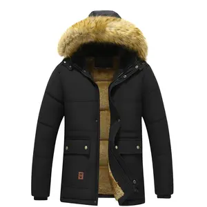 Bmuvlss Men'S Thick And Warm Winter Jacket with Detachable Hood And Insulated Lining, Navy Blue with Golden Accents, Full Zip Design, Zippered Pockets, Machine Washable Polyester Fabric, Suitable for Extremely Cold Weather (Casual Outdoor And Daily Wear),