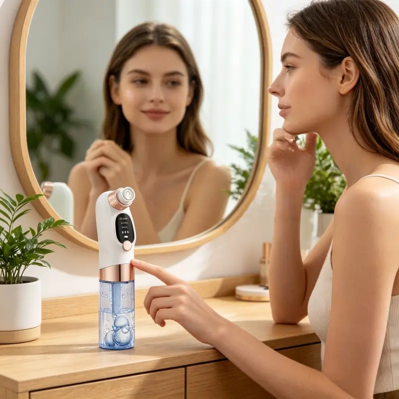 New small bubble blackhead removal device for home use - facial pore cleaning, oxygen infusion device, electric hydrating device, beauty instrument, ultra-fine beauty pore treatment with small bubbles.