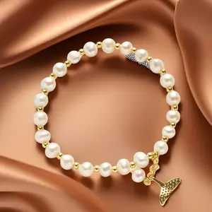 Original Design Natural Freshwater Pearl Bracelet Mermaid Sweet Pearl Bracelet Daily Commute Versatile Stackable for Women Girls Gift natural  pearls
