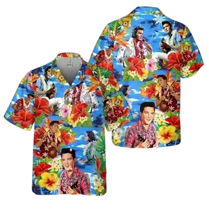 Elvis Presley Hawaiian Shirt, Print Elvis Pre Hawaiian Shirt Menswear, Aloha Vibes Beach Shirt, Gift for Men Women