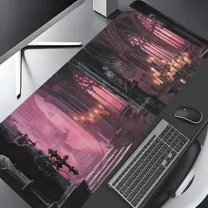 Gothic Mystical Castle Scene Mouse Pad, Large Gaming Mouse Pad, Aesthetic Desktop Decoration Protective Pad, Non-slip Rubber Pad for Laptop, Desktop Computer Games Mousepad
