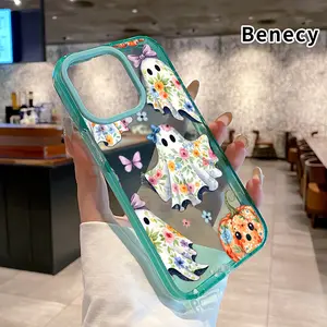 Phone case for iPhone 16 Pro Max 15 Plus 14 13 12 11 Floral Ghost Reverie Non-Yellowing Silicone Transparent Drop Protective Cover