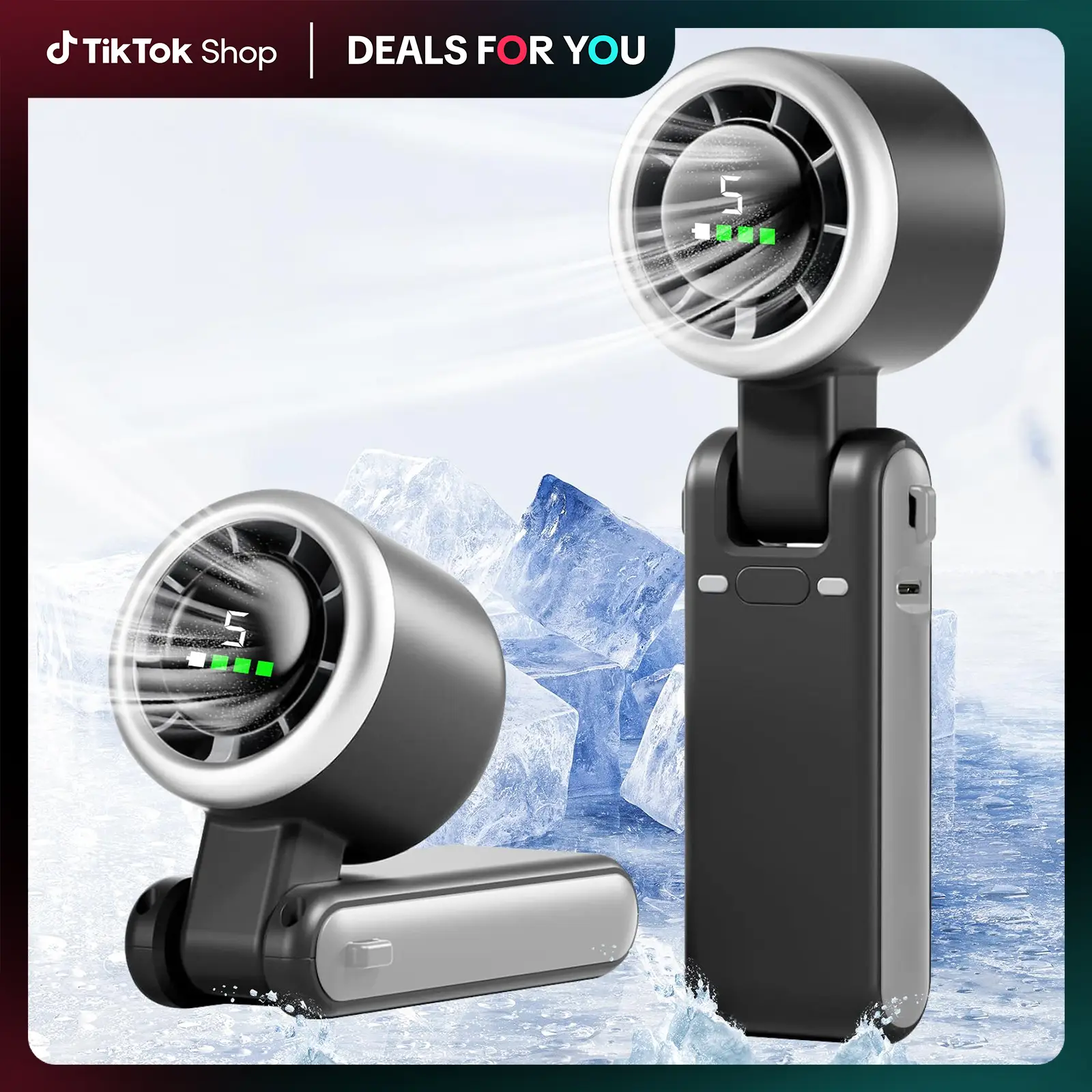 3-in-1 Handheld Turbo Cooling Fan - 5-Speed Wind Battery Powered, Portable Type-C for Outdoor Activities, Travel & Gifts