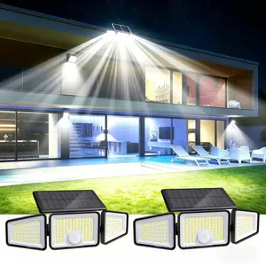 2-Pack 3-Head Solar Outdoor LED Security Lights, 2500LM Motion Sensor Spotlights, 270° Wide-Angle, IP65 Waterproof for Garage, LED Solar Outdoor Fixtures, Led Lights, Solar Outdoor Lights