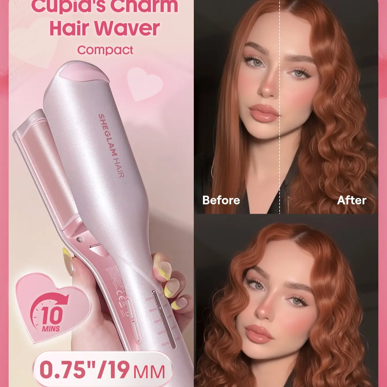PInk Ionic Hair Waver-19mm