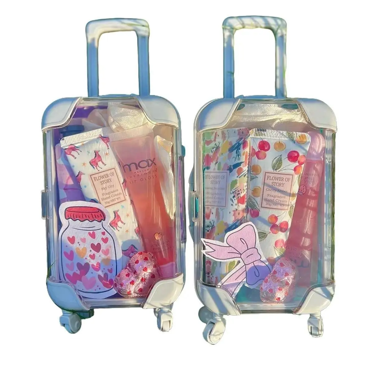 Mini Suitcase Bundle with Self-Care Items - Lip-glosses, Lip Balms