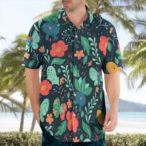 Floral Aloha Shirt, Tropical Summer Shirt, Beach Vacation Outfit, Bulbasaur Chikorita  Hawaiian Shirt Floral Print, Anime Hawaiian Shirt for Fans #alohashirt #hawaiianshirt #tropicalvibes #summeroutfit #beachwear #viraloutfit