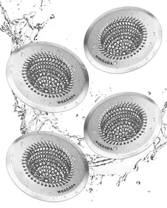 WOKDADA Silver-4 pack 304 Stainless Steel Kitchen Sink Drain Strainer Invertible Chain Mesh Effortless Cleaning Debris Catcher Large Capacity No Clog Rust Proof Handmade Metal Modern Faucet sink drain hole clog  free kitchen  plug titok  shop  holiday  ha