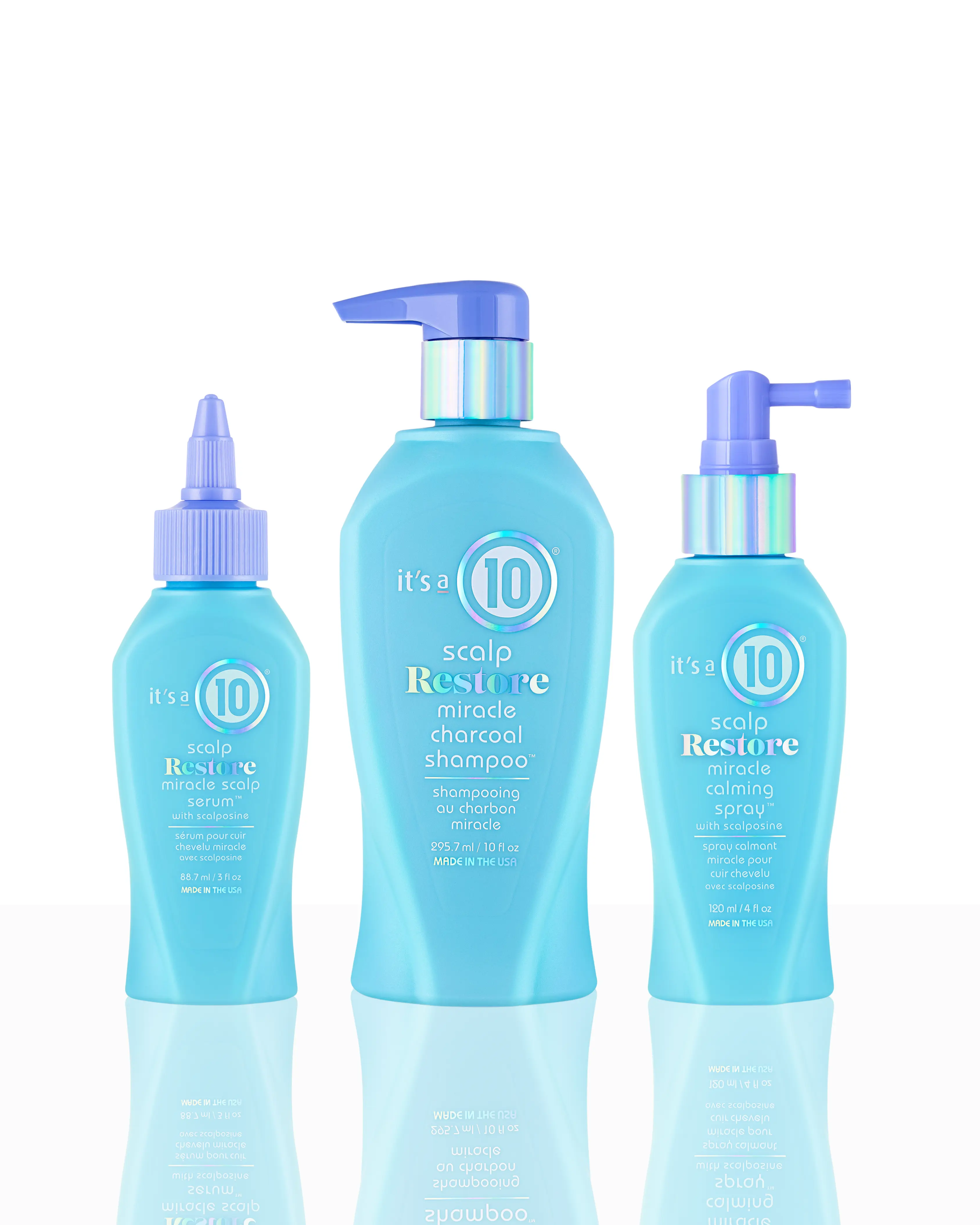 Scalp Care Bundle - Contains Scalp Restore Calming Spray 4oz, Scalp Restore Serum 3oz, and Scalp Restore Charcoal Shampoo 10oz
