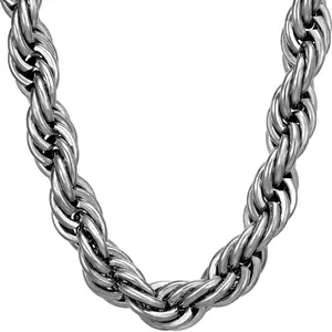 LIFETIME JEWELRY 10mm Rope Chain Necklace 24k Real Gold Plated for Women and Men (18 inches, 2 - White Gold Plated)