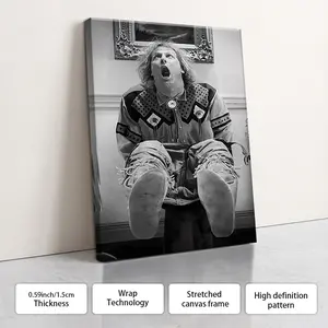 Black And White Movie Poster Canvas Wall Decoration, Optional Frame, Bathroom Decoration, Person On The Toilet, Abstract Performance Art, The Perfect Gift For Home Enthusiasts, Suitable For Living Room, Entrance Hall, Bedroom.