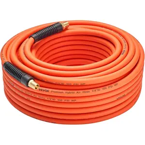 VEVOR Air Hose, 1/4x 25FT Hybrid Air Compressor Hose, 300 PSI Kink-Resistant Pneumatic Hoses with 1/4-inch Solid MNPT Bras Fittings, Three-Layer Construction, All-Weather FlexibilityVEVOR Super Brand Day