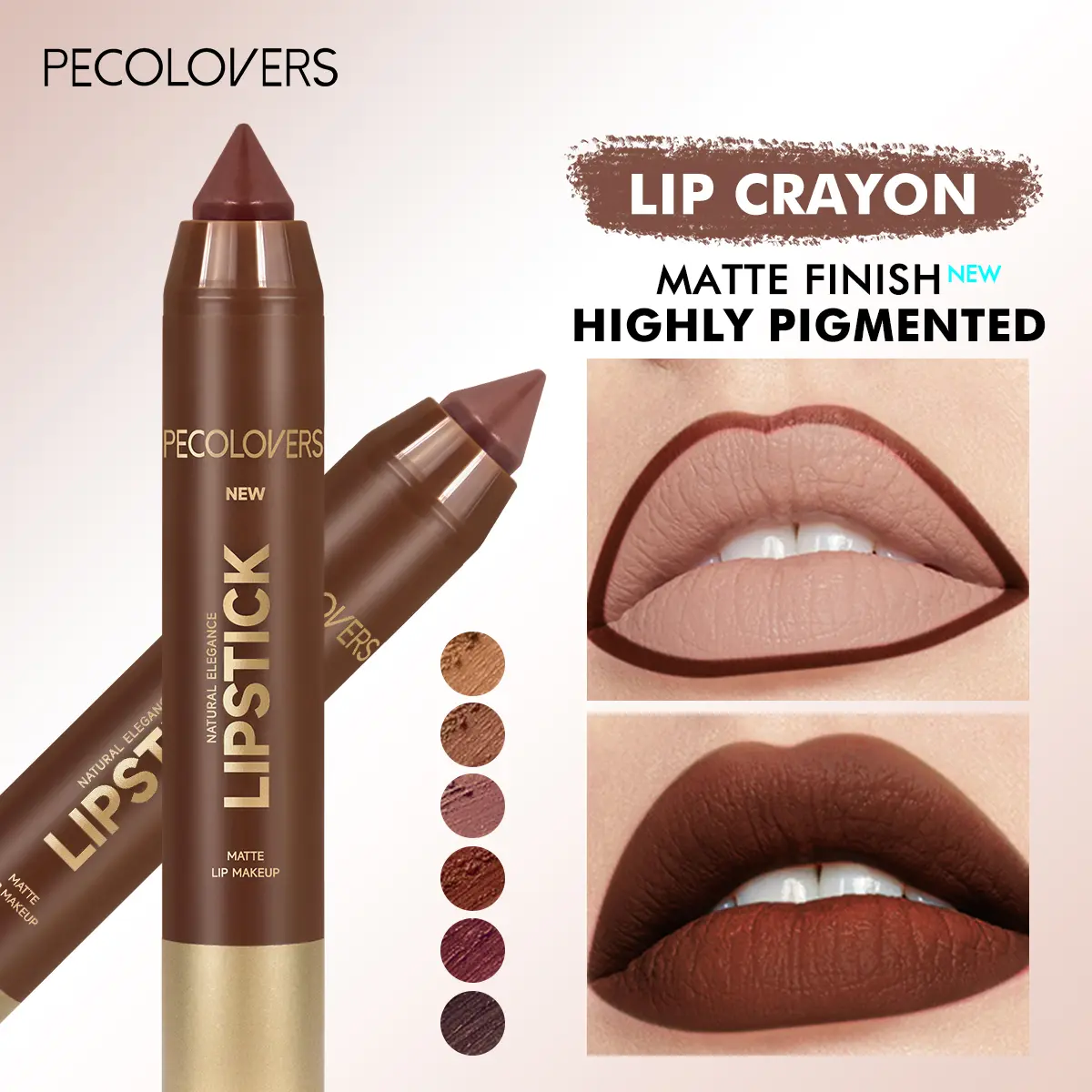 1 Pc Matte Lipstick Pen, Matte Lip Pencil, Smudge-Proof Lip Crayon, High-Pigment Lip Color For Date Nights And Parties, Deep Red And Coffee Brown And Terracotta Orange, Lip Beauty Essential, Lip Product