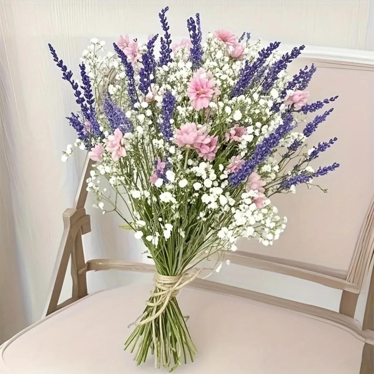 65pcs Dried Flower Bouquet Lavender and Sunflower Bouquet DIY Home Decor Elegant Mix Bouquet