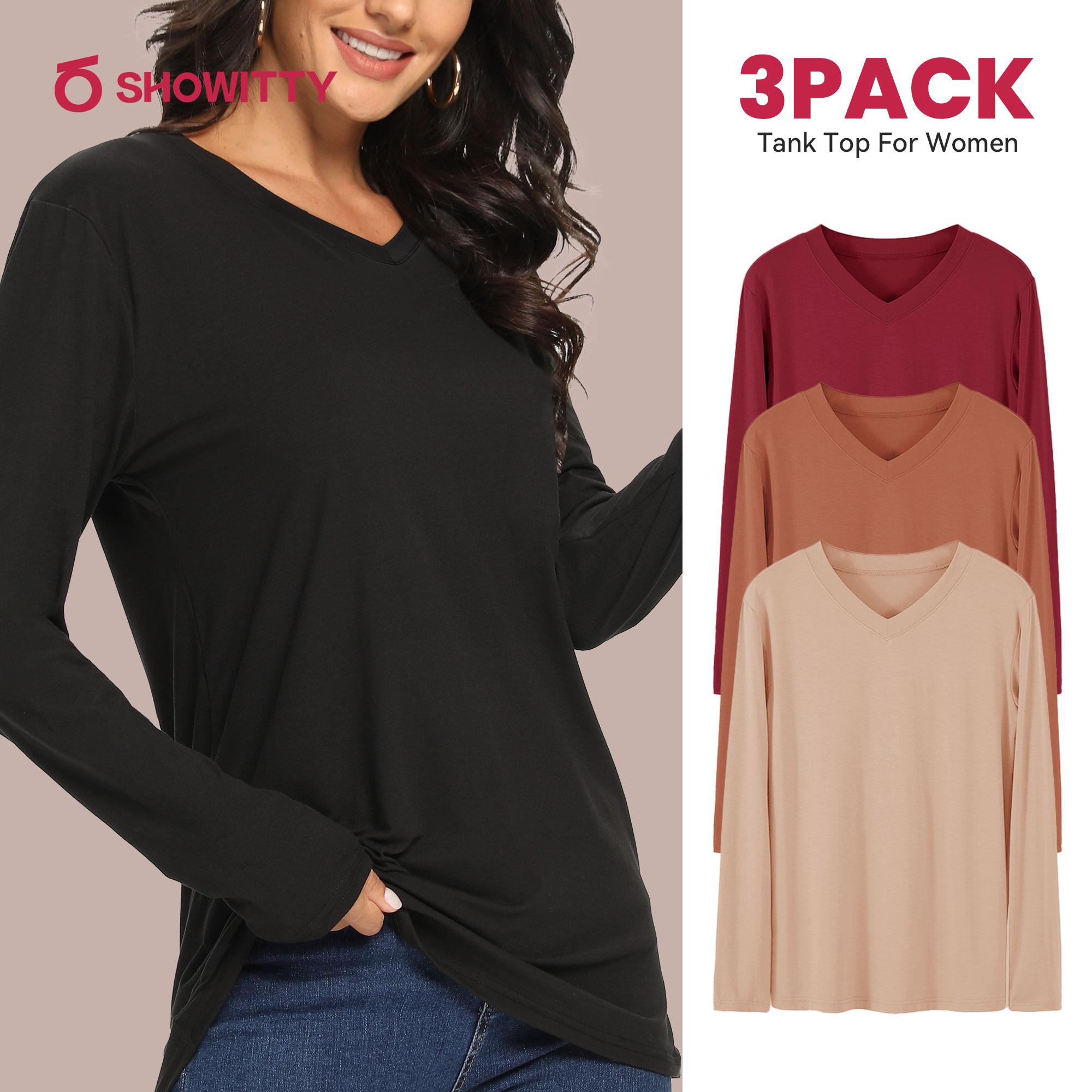 SHOWITTY Women's 3 Pack Long Sleeve Shirts – Casual Fall Tops for Workout, Travel & Daily Wear