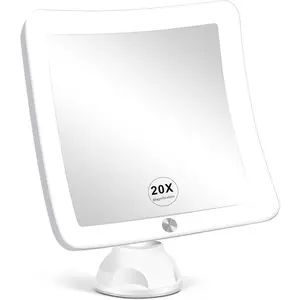 20x magnifying mirror with led light 7 inch upgraded lighted makeup mirror with magnification portable magnified travel mirror for bathroom square