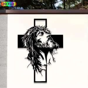1pc Jesus with Crown of Thorns Metal Wall Art+Jesus Statue Mural, Ideal Gift for Easter, Christmas, Rust-Resistant+Metal Wall Decor Wall Sculptures, Perfect for Indoor Wall & Outdoor Fence+Christian Art Enthusiasts+Decoration