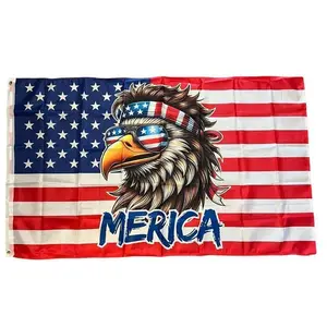 Tapestry  Funny American Flag Bald Eagle MERICA 3x5 wall decor banner gift husband garage man cave hunting Flag Ornaments large big Slogan Tapestry seasonal