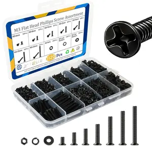 1120 count M3 Countersunk Screws Kit, M3 Flat  Screws, Phillips  Nuts Washers Set for  Printers, Electronics, Machinery & DIY Projects, Length 6MM-25MM, Zinc Plated