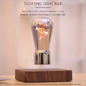 MOOCCI Floating Heart Light Bulb with Magnetic Levitation LED Glass Cupid Arrow Heart Lamp for Valentine’s Day Romantic Bedside Night Light Home Decor Gift