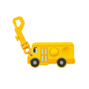 3" x 1" School Bus Lotsa Pops Pop Fidget Toy Backpack Clips - 12 Pc.