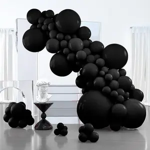 PartyWoo Matte Black Latex Balloon Arch Garland Kit, 127 Pcs with 36/18/12/10/5 In Sizes, for Graduation, Halloween, Birthday Party Decorations