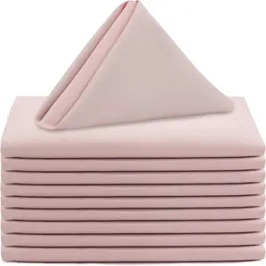 10 Pack 20 Inch Blush Polyester Cloth Napkins Washable Dinner Fabric Napkins with Hemmed Edges for Weddings Restaurants & Special Events