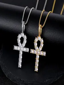 1pcs Hip Hop Style Iced Out Cross Pendant Necklace for Men Women