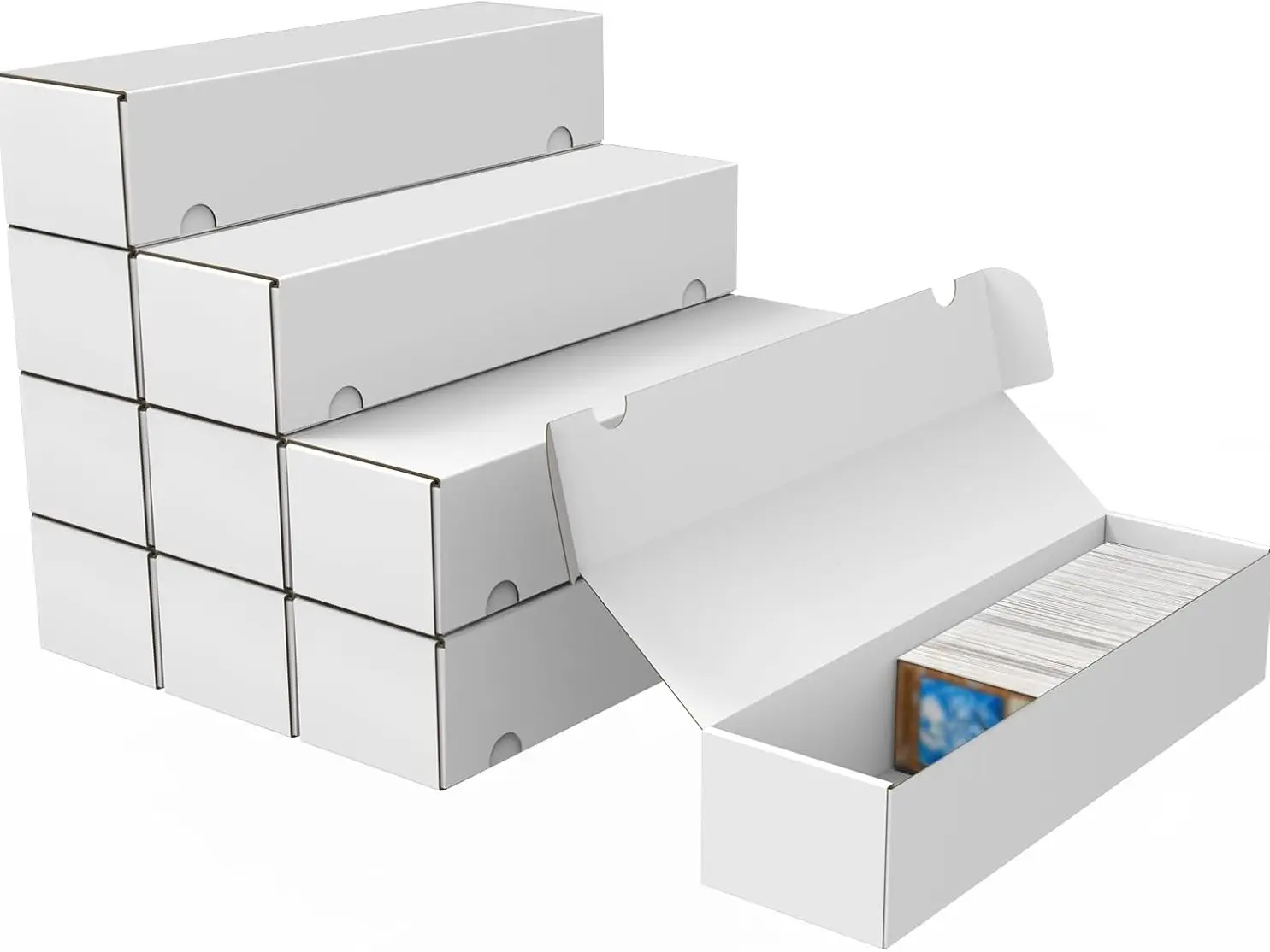 10-Pack 1100 Count White Card Storage Boxes, Corrugated Trading Card Organizer for Sports Cards, TCG, MTG, Baseball & Basketball Cards
