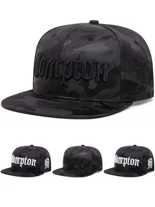 2025 Creative Fashion New Camouflage Snapback Hat Flat Edge Hat Compton Embroidered Outdoor Cycling Mountain Climbing Sports Skateboarding Hat Women's Daily Life Festival Party Wearing Decorative Sunshade Hat Street Pop Hip Hop Hat Adjustable Baseball Hat