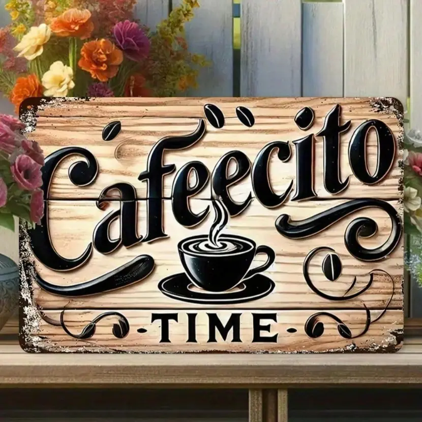 Aluminum Cafe Sign Vintage Plaque 8x12 Inches Retro Wall Art for Coffee Shop Kitchen Home Bar Decor Aluminum Decor Coffee Lover Gift Cafe Quote Sip Relax Enjoy