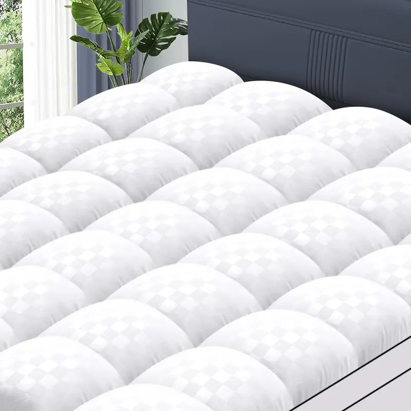【Fall Deals For You】WeCharmer Extra Thick Mattress Topper, 1000&500 GSM Down Alternative Overfill Plush Pad, Cooling Pillow Top with 8-21In Deep Pocket, 400TC Fabric Resists Wear, 360° Wrap Skirt (Twin XL, Cal King)