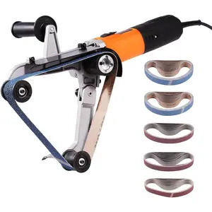 VEVOR Pipe Tube Polisher Sander, 1000W Pipe Belt Sander with 6 Variable Speeds 1100-3200rpm, Professional Belt Sander Grinding Machine with 50PCS Sanding Belts for Burnishing Finishing Rust Removal
