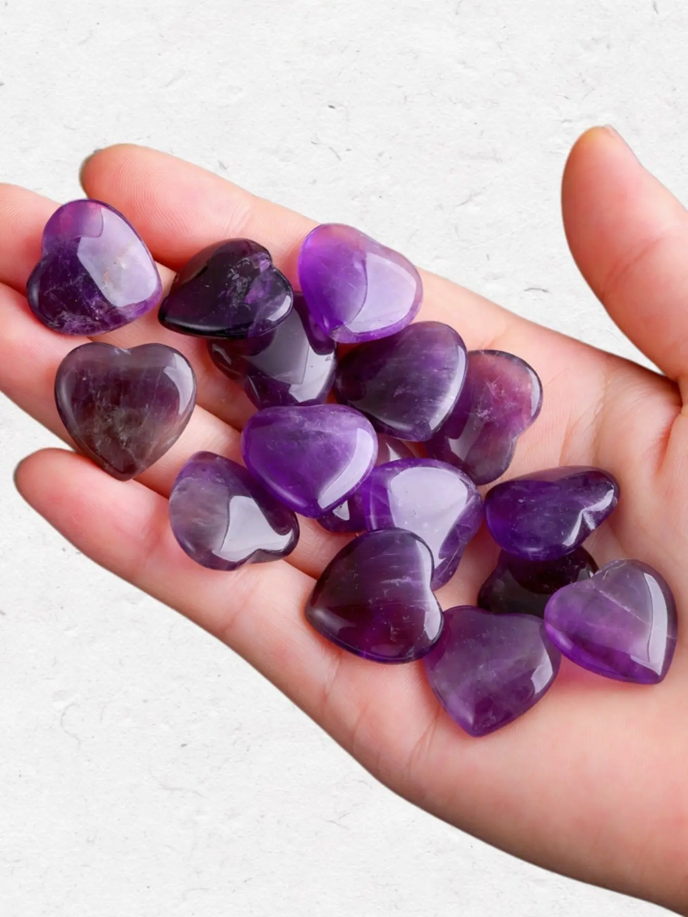 20 Natural Amethyst Heart Shaped Stones, 0.78 Inch Spiritual Love Meditation Feng Shui Cluster, Home Decor Energy Enhancer