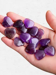 20 Natural Amethyst Heart Shaped Stones, 0.78 Inch Spiritual Love Meditation Feng Shui Cluster, Home Decor Energy Enhancer