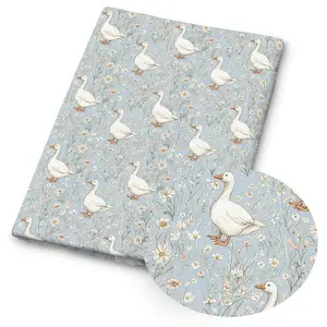 Vintage Duck Bow Tie Print Quilted Fabric, 59x19.68 Inches Pre-Cut Polyester, Farmhouse Style, DIY Sewing, Scrapbooking, Tablecloth, Crafts, Versatile Use