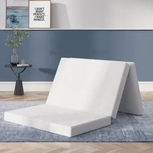 Tri-fold Mattress - 4 Inch Twin XL Size Mattress with Breathable & Washable Cover |   Foldable Topper for Guest Room,RV,Travel,Camping,White