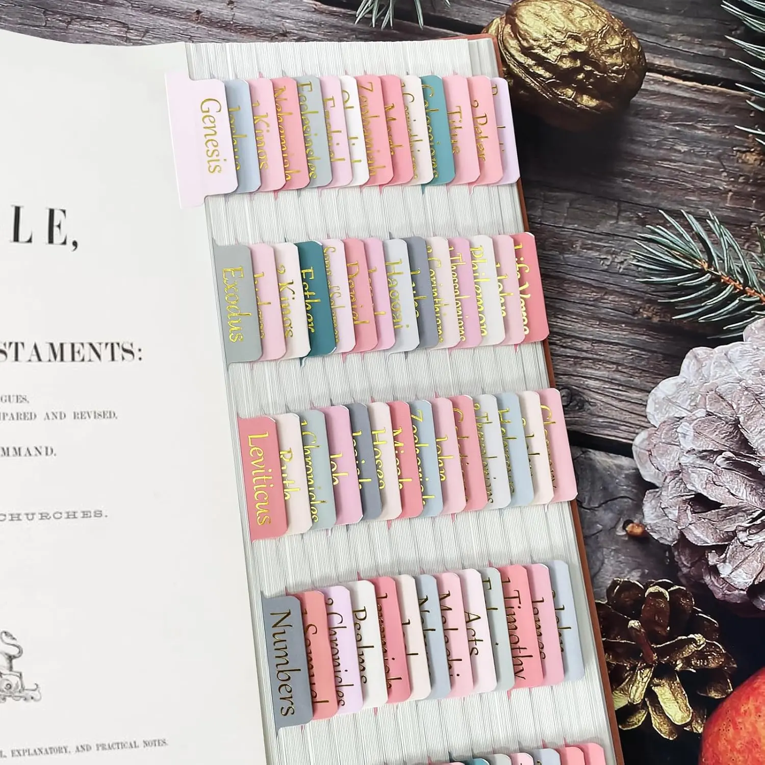 Foil   Tabs for Women, 100 count Large Print Laminated  tabs for Adults , Easy to Read, Simple Installation,  Journaling Tabs