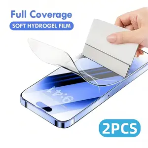 2 Packs HD Hydrogel Soft Screen Protector For iPhone 17 Air/17 Pro Max/17 Pro/17/16E/16/15/14/Pro/Pro Max/Plus/13/12/Mini/11/XR/X/XS/XS MAX,Full Coverage,Anti-Scratch,Anti-Fingerprint,Ultra-Thin Design,Edgetoedge Coverage,Bubble-Free,Easy to Install