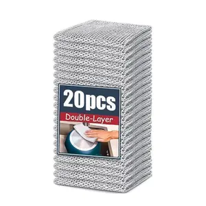 10/20-Pack Premium Stainless Steel Dish Scrubbers – Heavy Duty Non-Scratch Cleaning Pads for Pots, Pans & Sinks | Reusable, Rust-Proof & Dishwasher Safe (Silver)