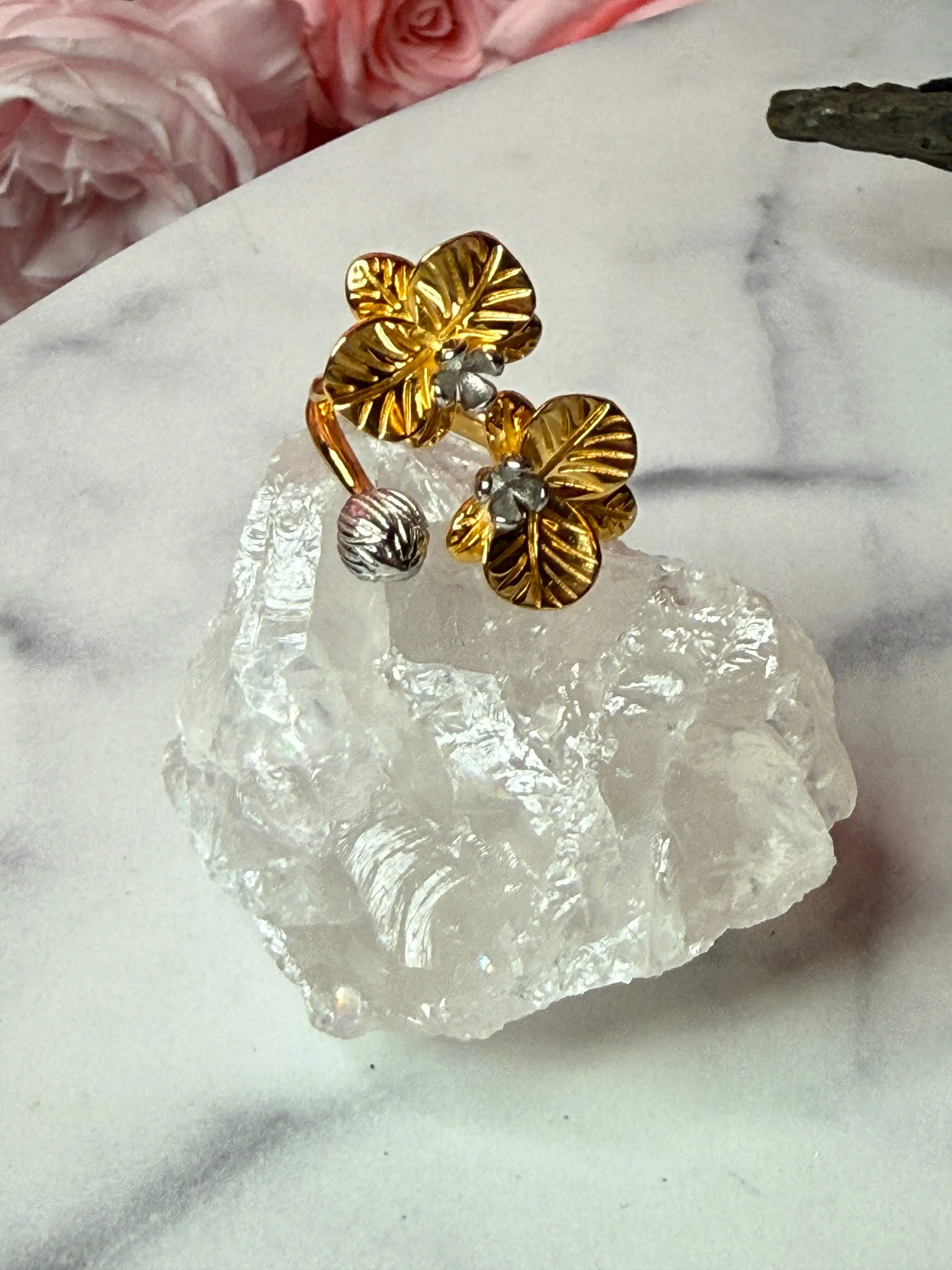 Soul-mate Collection: Gold Phalaenopsis Orchid Flower Ring
