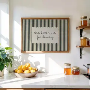 Funny Kitchen Wall Art Print, This Kitchen Is for Dancing Poster, Blue Stripe Kitchen Quote Decor