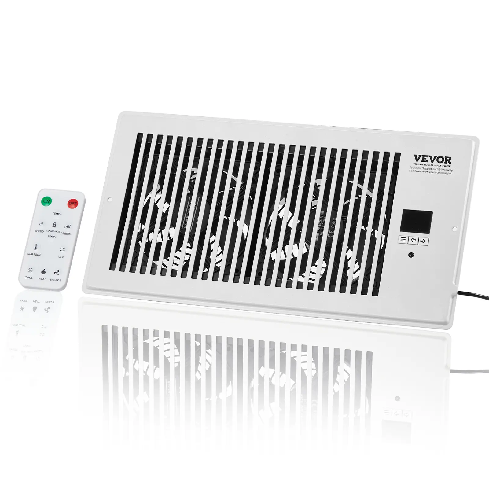 【summerfinds】VEVOR Register Booster Fan, Quiet Vent Booster Fan Fits 6 x 12 inch Holes, with Remote Control and Thermostat Control, Adjustable Speed for Heating Cooling Smart Vent, White